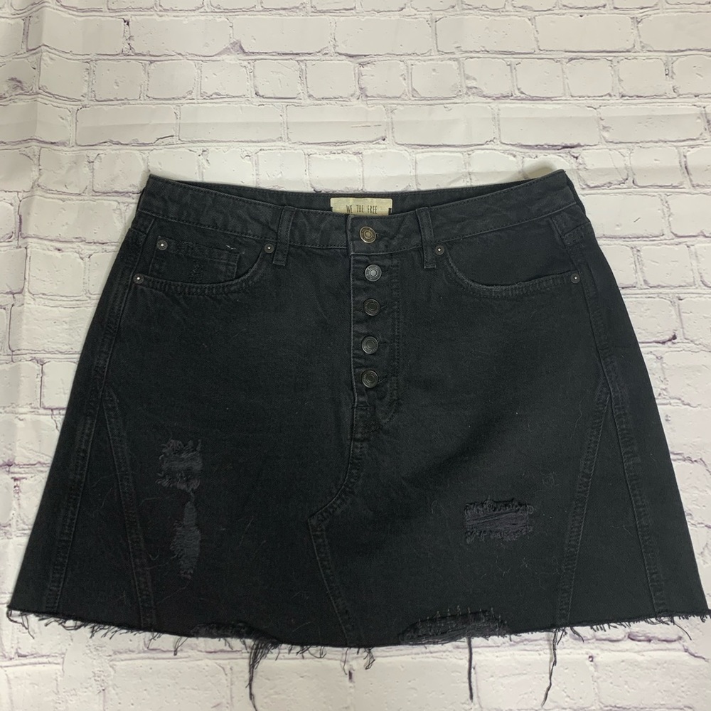 Free People Black Jean Skirt